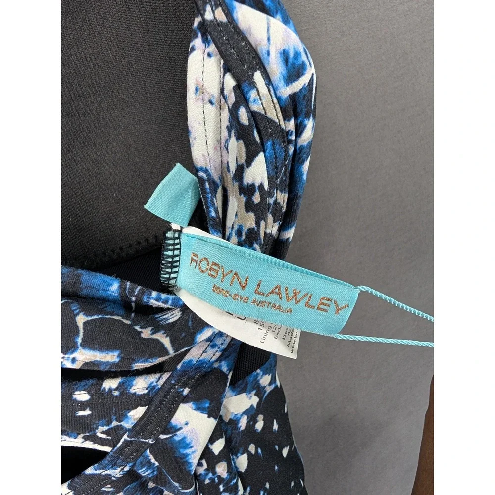 Robyn Lawley Broken Wings Mesh Panelled One Piece Swimsuit US12 Blue RL1056BW